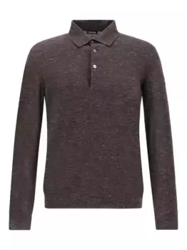 Рубашка-поло с длинными рукавами Zegna, коричневый