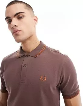 Рубашка поло с двойным кантом темно-коричневого цвета Fred Perry