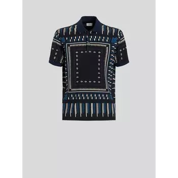 Рубашка поло с геометрическим принтом Etro, синий