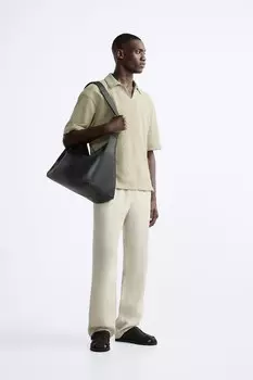 Рубашка-поло с геометрическим жаккардовым узором ZARA, цвет washed green