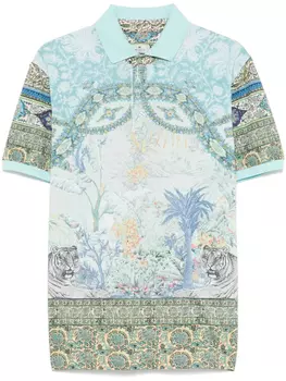Рубашка поло с графическим принтом ETRO, синий