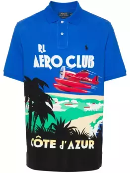 Рубашка поло с графичным принтом POLO RALPH LAUREN, синий