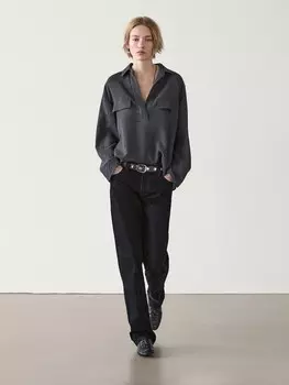 Рубашка поло с карманами Massimo Dutti, серый