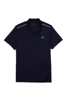 Рубашка-поло с контрастной окантовкой на плечах и концах рукавов. Lacoste, темно-синий