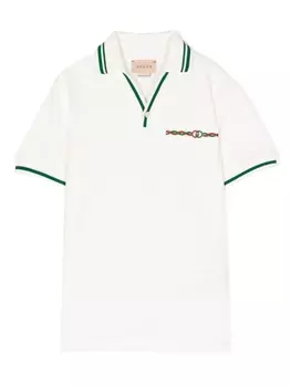 Рубашка поло с контрастной отделкой Gucci Kids, белый