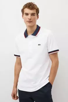Рубашка-поло с контрастной отделкой Lacoste, белый