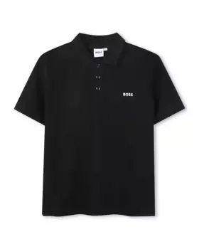 Рубашка поло с коротким рукавом из 100% хлопка для мальчиков BOSS Kidswear, чёрный