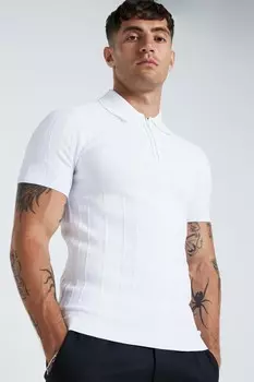 Рубашка поло с коротким рукавом Muscle fit River Island, белый