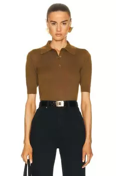 Рубашка поло с коротким рукавом Saint Laurent, хаки