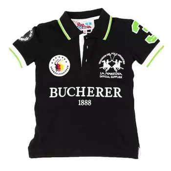 Рубашка-Поло с короткими рукавами для мальчиков и воротником с лацканами 2кп014 La Martina, черный