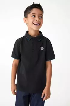 Рубашка-поло с короткими рукавами для мальчиков с мотивом зебры и логотипом Paul Smith, черный