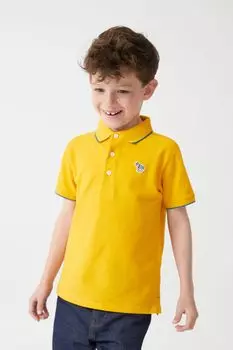 Рубашка-поло с короткими рукавами для мальчиков с мотивом зебры и логотипом Paul Smith, желтый