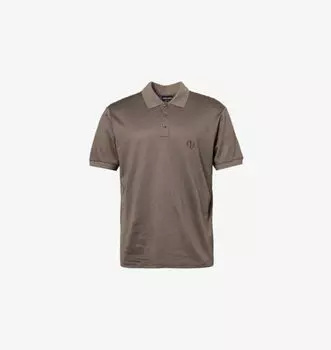 Рубашка поло с короткими рукавами и фирменной вышивкой Regula-Fighter из смеси шелка, льна и хлопка Giorgio Armani, коричневый