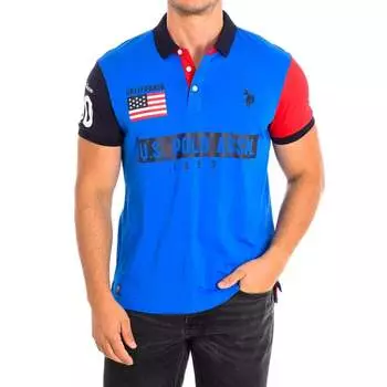Рубашка-Поло с короткими рукавами и контрастным воротником с лацканами Sunwear 58877 мужчины U.S. Polo Assn, синий