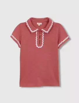 Рубашка поло с короткими рукавами и контрастными деталями для девочек Gocco, коралловый