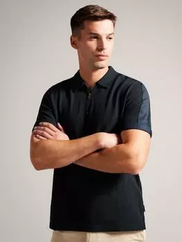 Рубашка-поло с короткими рукавами и молнией Abloom Ted Baker, черный