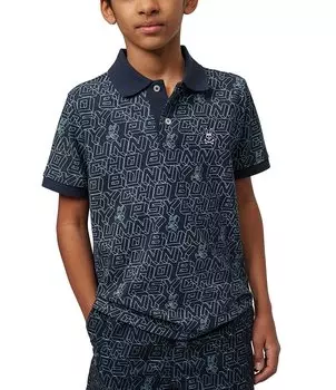 Рубашка-поло с короткими рукавами и принтом Dayton для маленьких/больших мальчиков Psycho Bunny 5–20 лет, синий