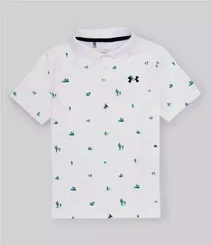 Рубашка-поло с короткими рукавами и принтом кактусов Under Armour Big Boys 8-20, белый