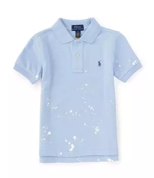 Рубашка-поло с короткими рукавами и принтом брызг краски Polo Ralph Lauren Little Boys 2T-7, синий