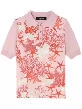 Рубашка поло с короткими рукавами и принтом Versace, розовый