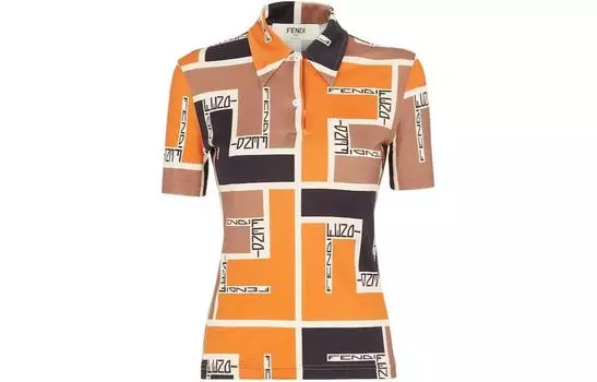 Рубашка-поло с короткими рукавами и принтом Ff FENDI, мультиколор