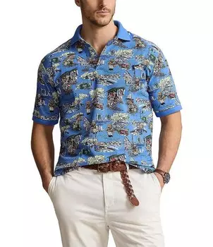 Рубашка-поло с короткими рукавами и сеткой Polo Ralph Lauren Big & Tall Paris Bear, синий