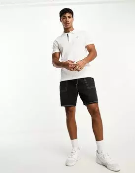 Рубашка поло с короткими рукавами и узкой планкой белого цвета Tommy Jeans