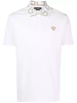 Рубашка поло с короткими рукавами и узором Greca VERSACE, белый