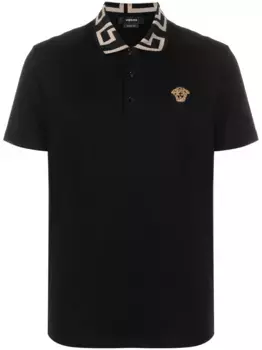 Рубашка поло с короткими рукавами и узором Greca VERSACE, черный