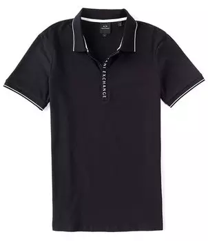 Рубашка поло с короткими рукавами и застежкой-молнией с логотипом Armani Exchange, синий
