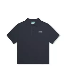 Рубашка-поло с короткими рукавами из 100% хлопка для маленьких мальчиков Kenzo Kids, темно-синий