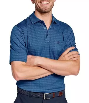 Рубашка-поло с короткими рукавами из эластичного жаккардового принта Johnston & Murphy XC4 Performance, синий