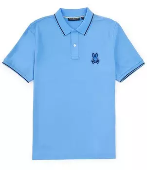 Рубашка поло с короткими рукавами из ленокс-пике Psycho Bunny современного кроя, синий
