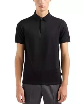 Рубашка поло с короткими рукавами из мерсеризованного хлопка Emporio Armani, цвет Black
