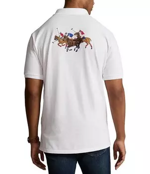 Рубашка-поло с короткими рукавами из сетки Triple Pony Big & Tall Polo Ralph Lauren, белый