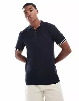 Рубашка поло с короткими рукавами Superdry Knitted Textured в классическом темно-синем ромбовидном стиле