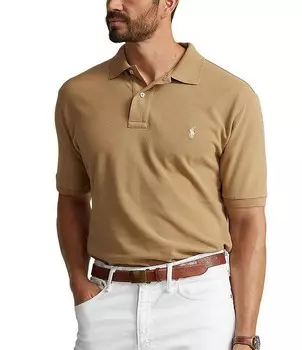 Рубашка-поло с короткими рукавами в сеточку Polo Ralph Lauren Big & Tall, бежевый