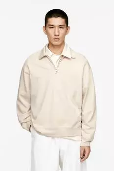 Рубашка поло с короткой молнией Arket, бежевый