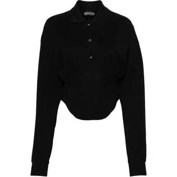 Рубашка-поло с корсетом Mugler, черный