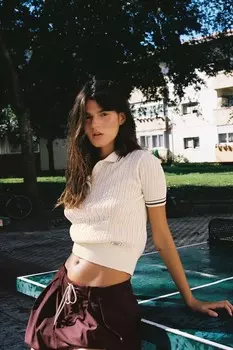 Рубашка-поло с косами в рубчик ZARA, экрю