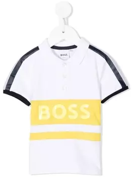 Рубашка поло с логотипом BOSS Kidswear, белый