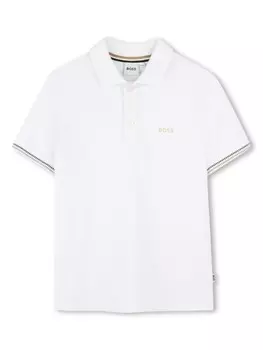 Рубашка поло с логотипом BOSS Kidswear, белый