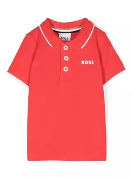 Рубашка поло с логотипом BOSS Kidswear, красный