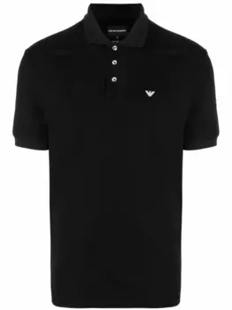 Рубашка поло с логотипом EMPORIO ARMANI, черный