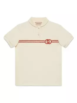 Рубашка поло с логотипом Interlocking G Gucci Kids, бежевый