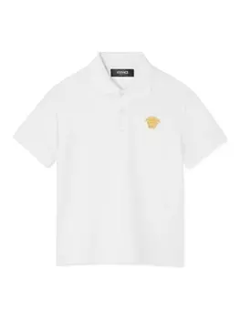 Рубашка поло с логотипом Medusa Versace Kids, белый