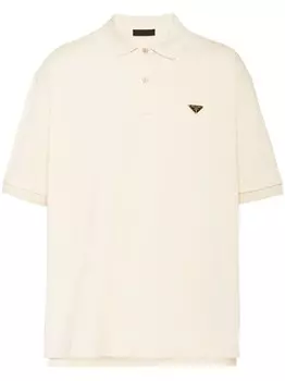 Рубашка поло с логотипом Prada, бежевый