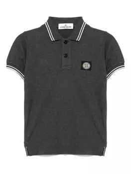 Рубашка поло с логотипом Stone Island Junior, серый