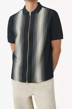 Рубашка поло с молнией в полоску омбре Fred Perry, синий