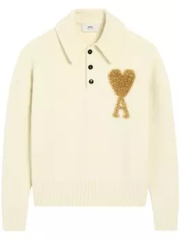 Рубашка поло с монограммой Ami De Coeur AMI Paris, нейтральный цвет